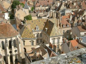 Panoramic cityscape of Dijon showing Hôtel de Vogüé from the top of Philippe le Bon tower