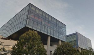 Exterior view of P4 Laboratory Jean Merieux biocontainment facility in Lyon