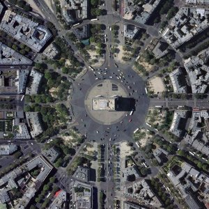 aerial orthophotograph showing Charles-de-Gaulle Square in Paris with surrounding urban structures