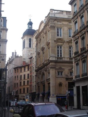 historic buildings along the oldest part of Lyon's rue du Bât-d'Argent