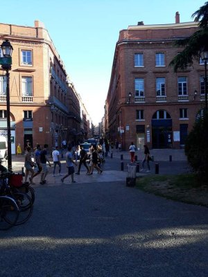 View from Place Wilson in Toulouse overlooking Rue Saint-Antoine-du-Taure