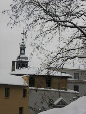 Antiquaille Hospital building covered with snow during winter