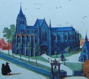 18th-century illustration of Collégiale Saint-Pierre de Lille church architecture