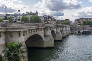 View of Pont Neuf bridge over the Seine River in Paris