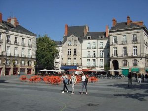 Historic Place du Bouffay square with buildings and public space in Nantes
