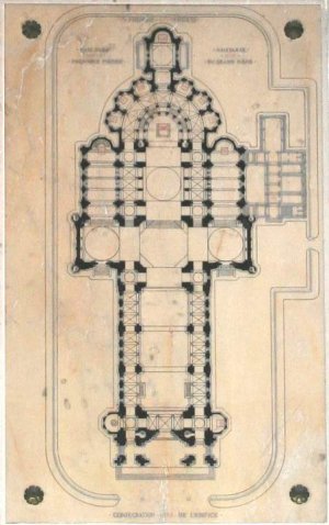 Architectural floor plan design of Marseille Cathedral showing detailed layout