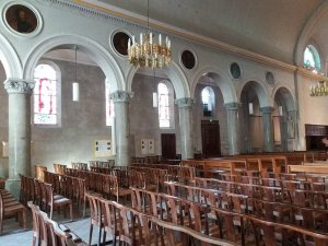 left side of the nave interior of Saint Irenaeus Church in Lyon