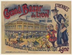 Vintage illustrated poster for Grand Bazar de Lyon
