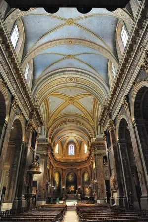 Restored interior view of Notre-Dame de la Daurade basilica in Toulouse
