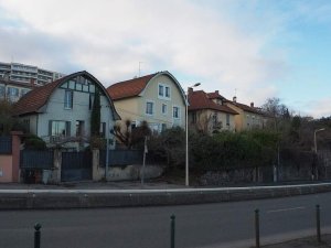 Houses with gabled roofs at Montée de Choulans in Lyon