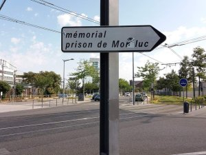 Memorial panel for Montluc prison located on Rue du Général Mouton-Duvernet in Lyon