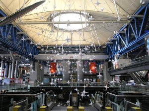 interior view of the largest European science museum with modern exhibition space