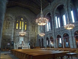 Interior of Temple Neuf church in Strasbourg showing architectural details