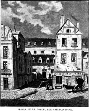 Facade of the historic La Force Prison in Paris