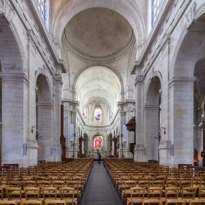 Interior view of La Rochelle Cathedral showcasing architectural details