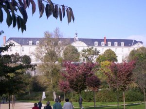 Exterior view of Abbaye Saint-Nicolas in Angers showing historic architecture