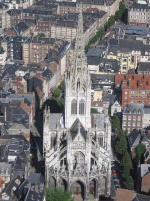 Facade of Saint-Maclou Church showing Gothic architectural details in Rouen