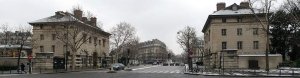 Historic Barrière d'Enfer toll gate at Denfert-Rochereau square in Paris