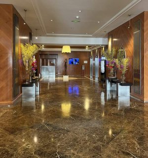 Spacious interior hall of the Hyatt Regency Palais de la Méditerranée in Nice