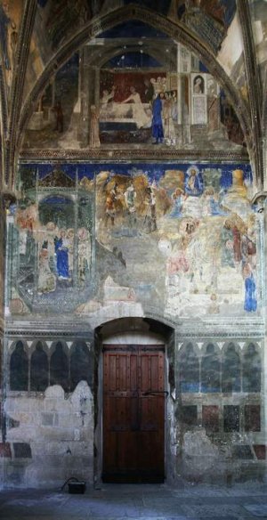 west wall and door of Saint Martial's Chapel at the Palace of Popes in Avignon