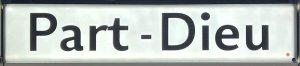 Station sign for Gare Part-Dieu Vivier Merle on Lyon Metro line B