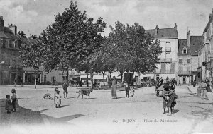 Vintage postcard showing Place Émile Zola in Dijon, formerly known as Place du Morimont