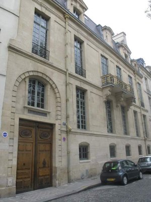 Facade of Hotel de Lauzun along the river in Paris
