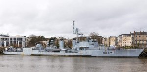 French destroyer warship Maillé-Brézé (D627) docked at Nantes port