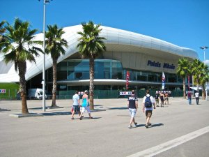 Exterior view of Palais Nikaia concert hall in Nice, France