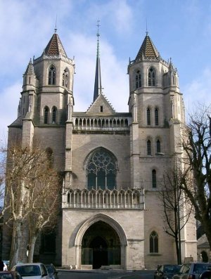 Exterior view of Dijon Cathedral Saint Benigne showing Gothic architecture