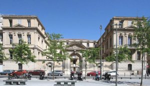 Historic Hôtel de police in Marseille, formerly an episcopal palace, viewed from outside