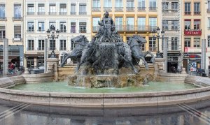 Bartholdi Fountain statue with surrounding basin in Lyon