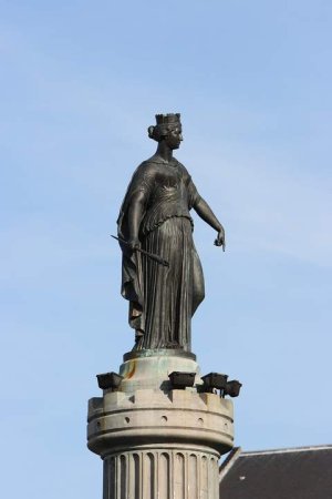 Column of the Goddess statue standing on Grand Place in Lille, France