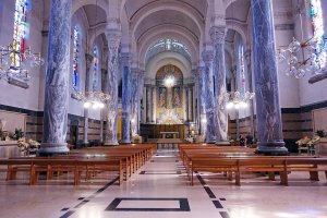 Interior view of the Basilica of the Visitation in Annecy showing architectural details