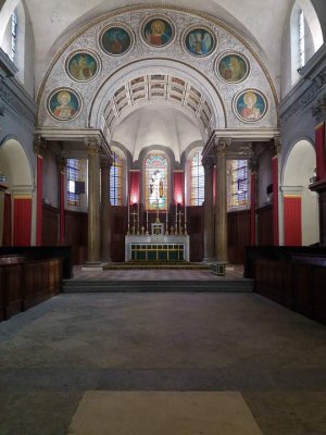 Front view of the choir inside Church of Saint-Just in Lyon