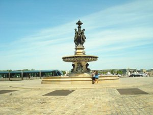 Sculptural fountain featuring the Three Graces in Bordeaux city