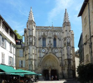 Facade of Saint Pierre Church in Avignon with classic stone architecture