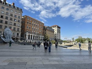 View of Place Louis-Pradel urban square in Lyon with modern buildings