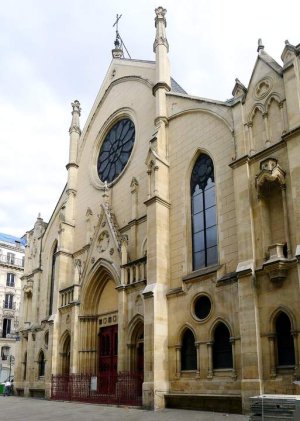 Exterior view of Saint-Eugène Sainte-Cécile church in Paris