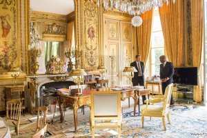 Interior office of the president at Elysee Palace with classic decor