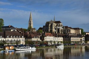 Exterior view of the Royal Abbey of Saint-Germain church in Auxerre