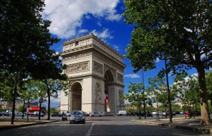 View of the Arc de Triomphe at Place Charles de Gaulle in Paris