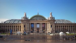 Grand Palais with its large glass-domed roof and classical facade in Paris