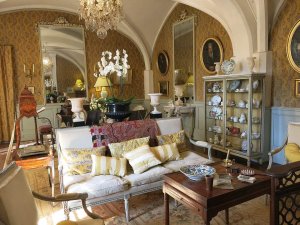 Elegant interior space with decorative architectural details at Château de Flaugergues