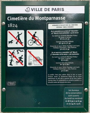 Montparnasse Cemetery place name sign on Émile Richard Street in Paris