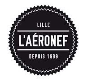 Logo of L'Aéronef cultural venue with stylized text and graphic elements