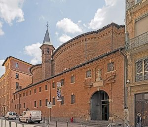 Exterior view of Saint Jerome church in Toulouse showing architectural details