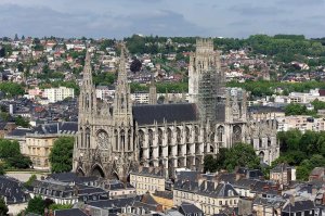 View of Abbey-Church of Saint-Ouen in Rouen from the Notre-Dame Cathedral