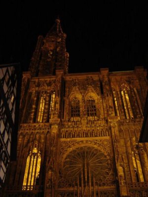 Cathedral of Our Lady of Strasbourg illuminated at night
