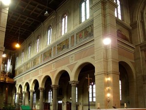 Interior view of Saint-Michel Church in Lille showing the cycle of Saint Michael's history